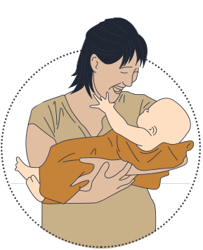 Illustration of woman holding baby